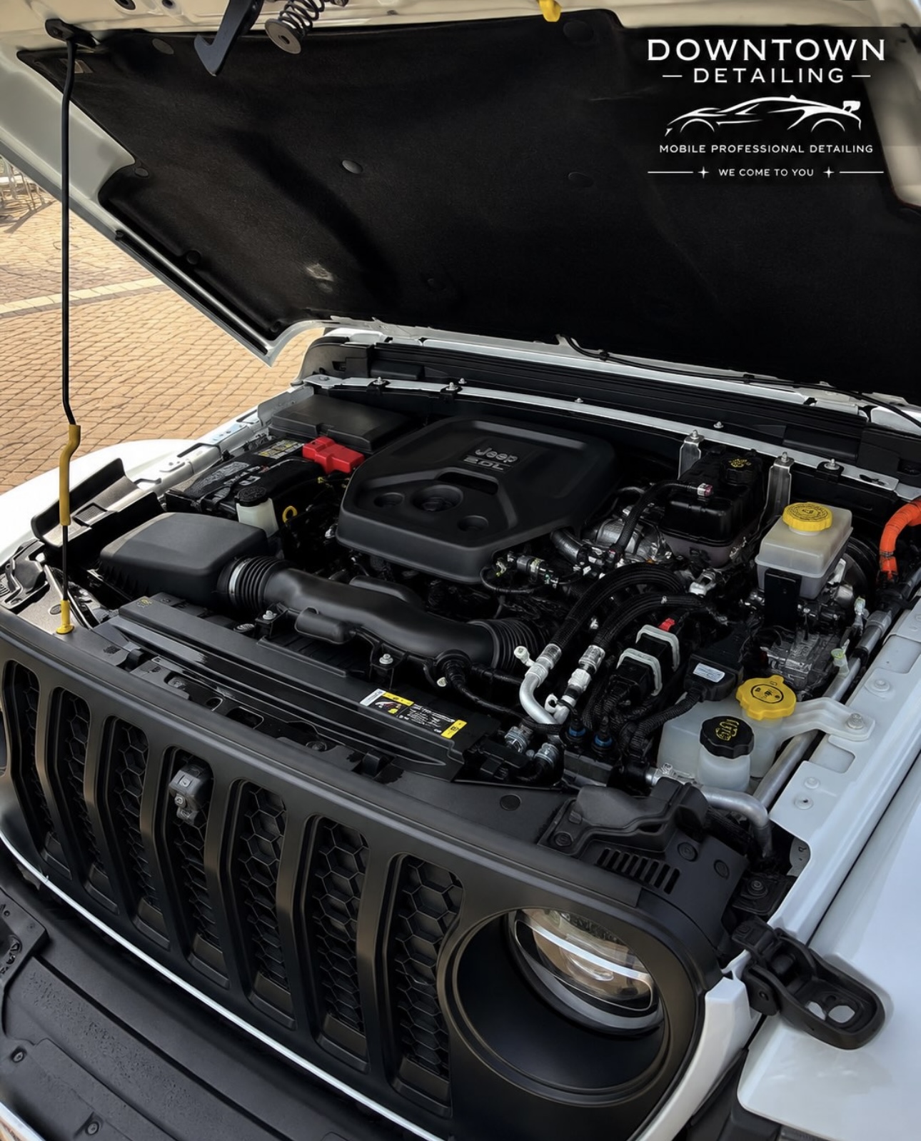 Jeep Engine Bay detailed by Downtown Detailing